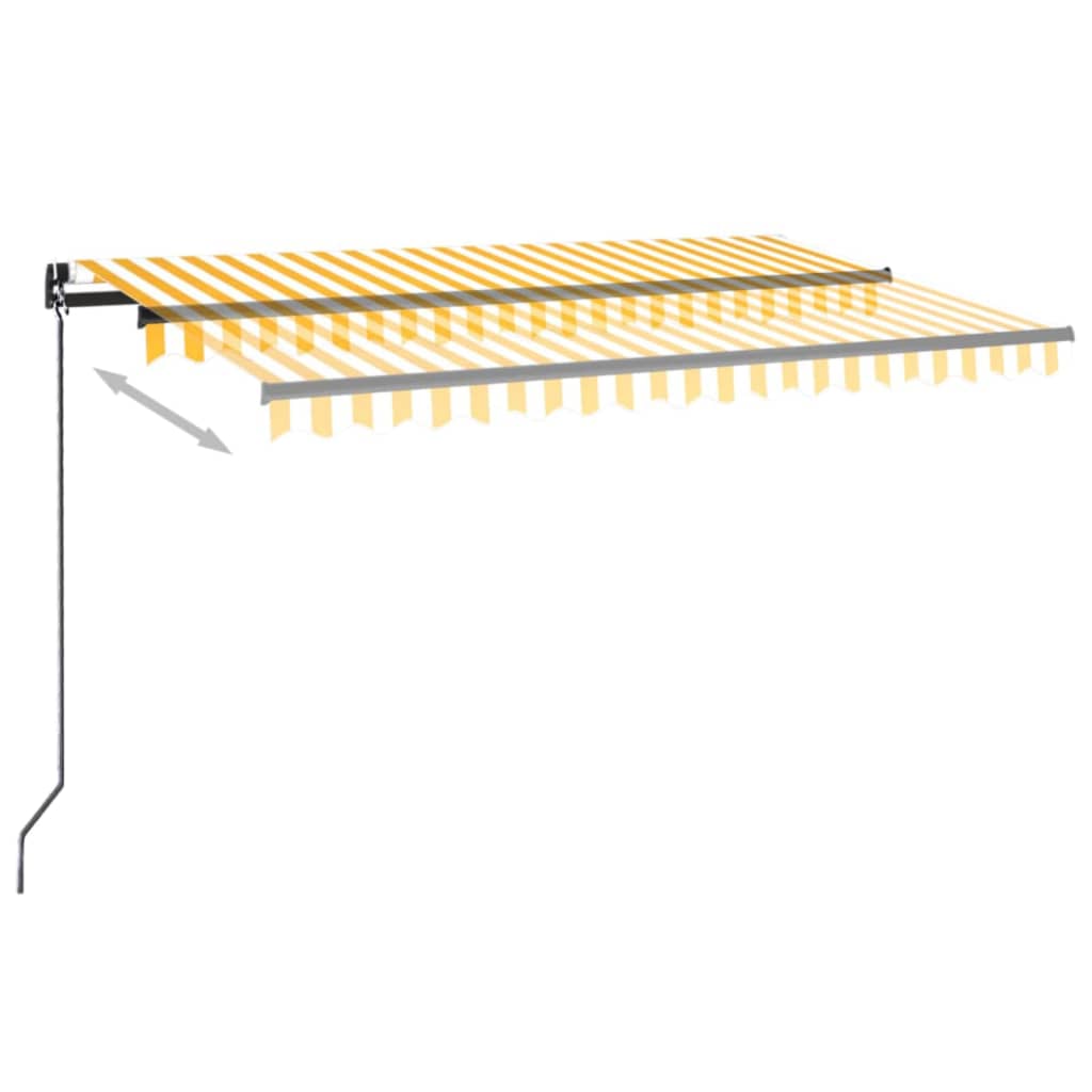 Toldo retrátil manual com LED 450x300 cm amarelo e branco