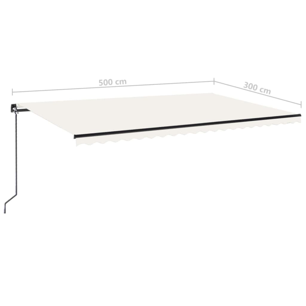 Toldo retrátil manual com LED 500x300 cm cor creme