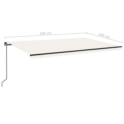 Toldo retrátil manual com LED 500x300 cm cor creme