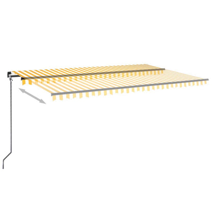 Toldo retrátil manual com LED 500x300 cm amarelo e branco