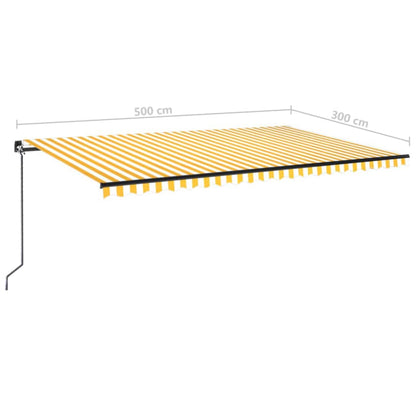 Toldo retrátil manual com LED 500x300 cm amarelo e branco