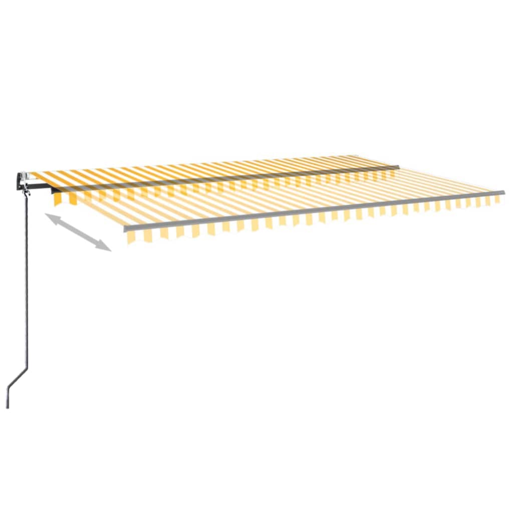 Toldo autom. LED e sensor de vento 500x300 cm amarelo/branco