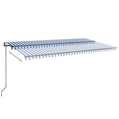 Toldo automático LED e sensor de vento 600x300 cm azul e branco