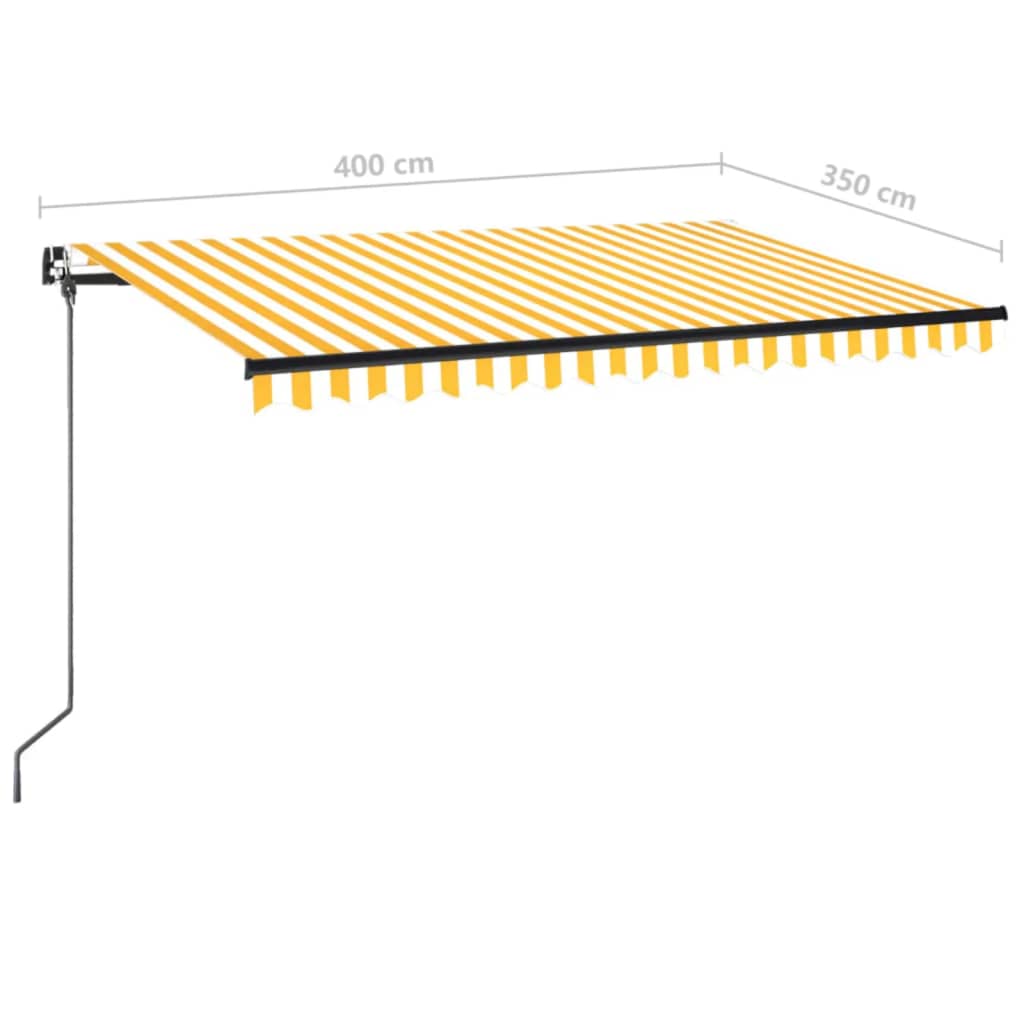 Toldo retrátil manual 400x350 cm amarelo e branco