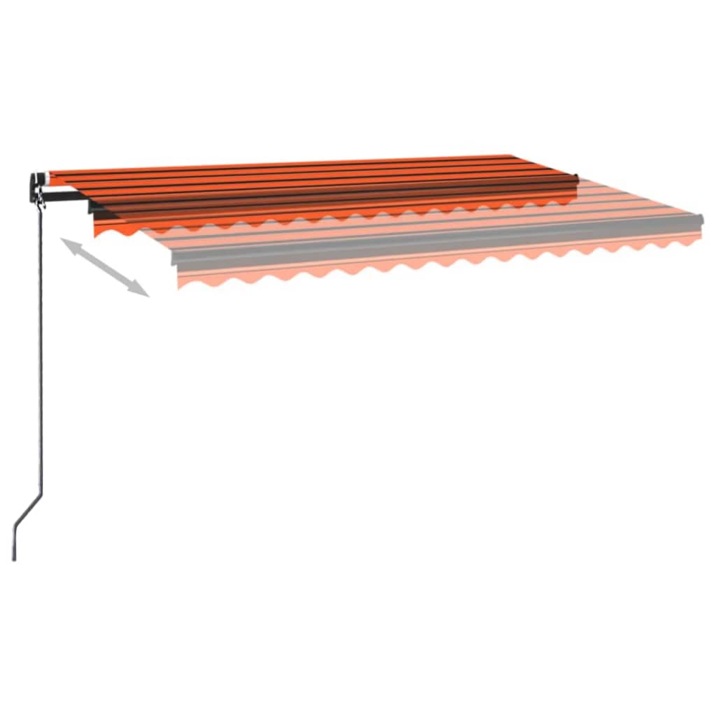 Toldo retrátil manual 400x350 cm laranja e castanho