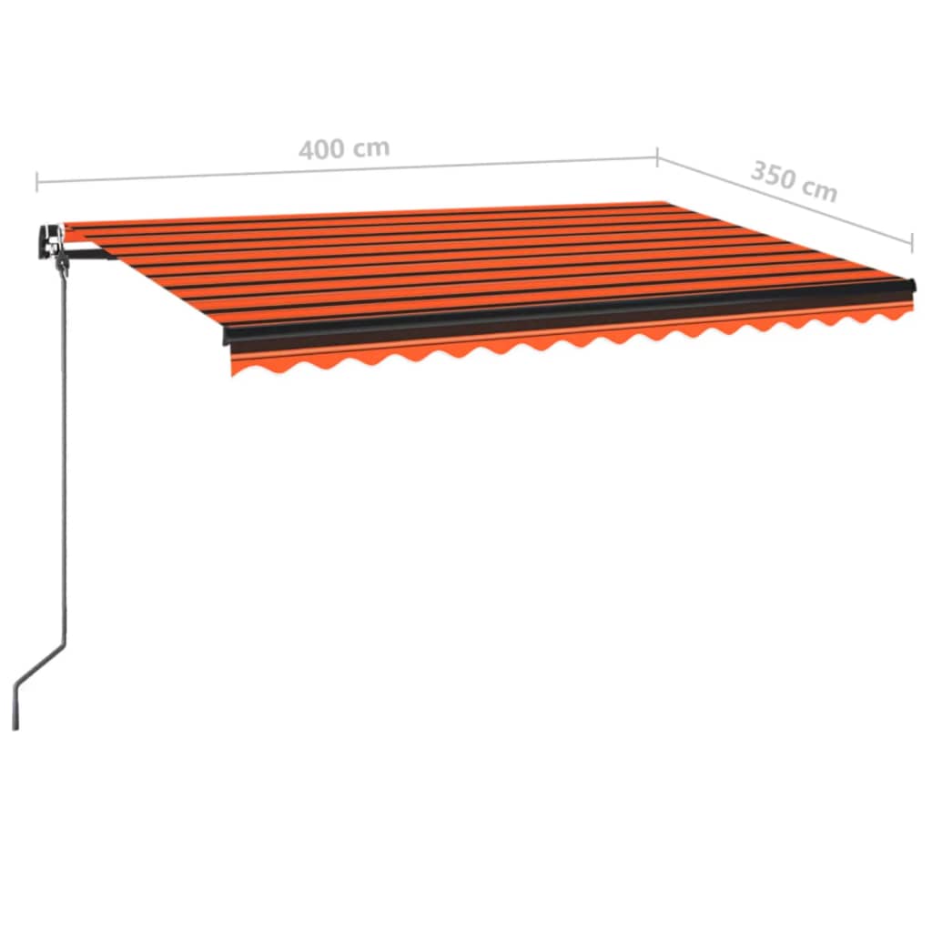 Toldo retrátil manual 400x350 cm laranja e castanho