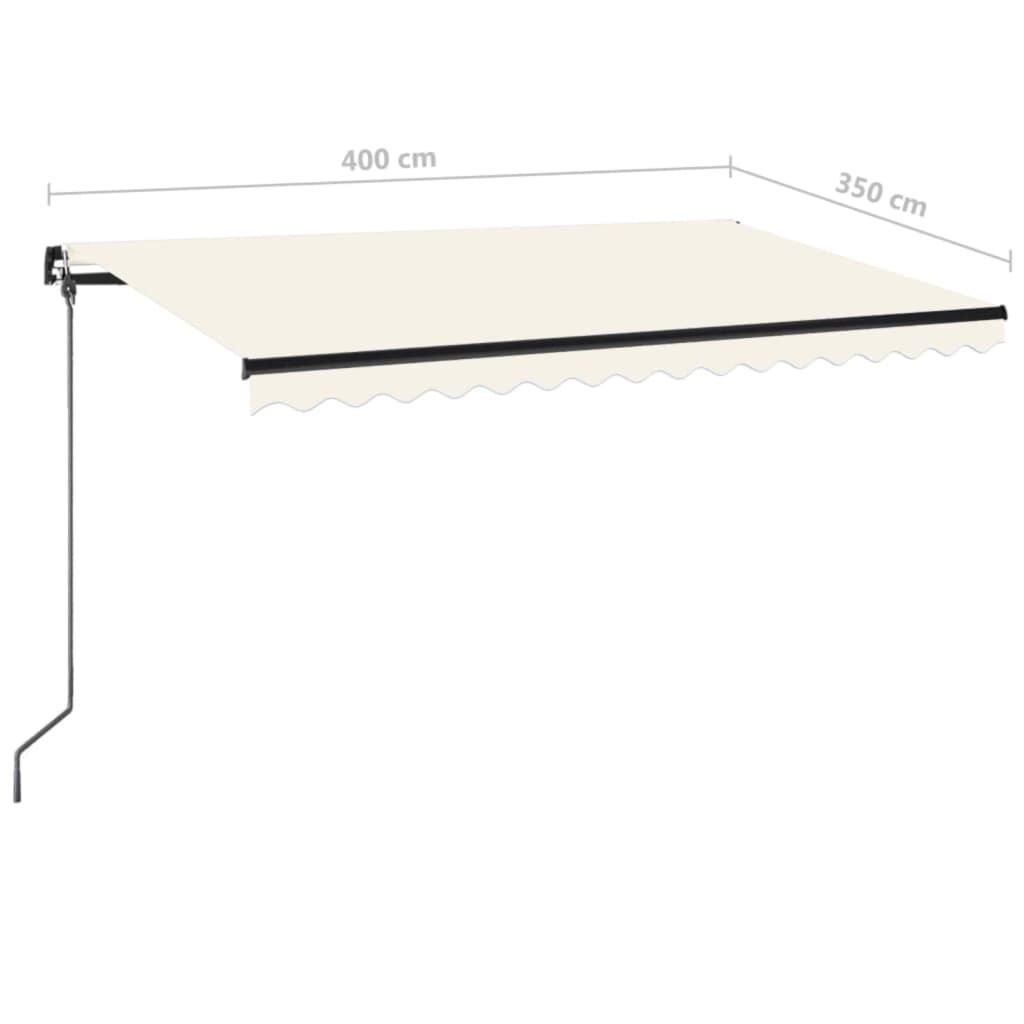 Toldo retrátil manual com LED 400x350 cm cor creme