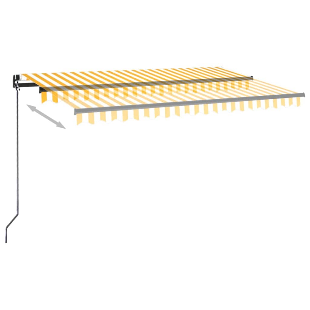 Toldo retrátil manual com LED 400x350 cm amarelo e branco