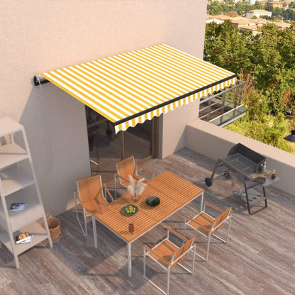 Toldo retrátil automático 400x350 cm amarelo e branco