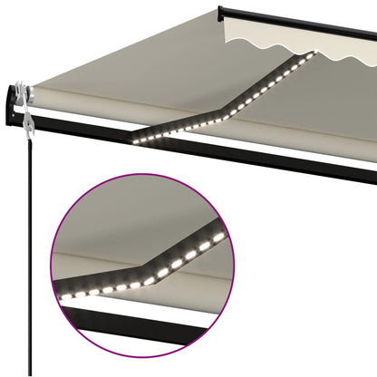 Toldo automático com LED e sensor de vento 400x350 cm cor creme