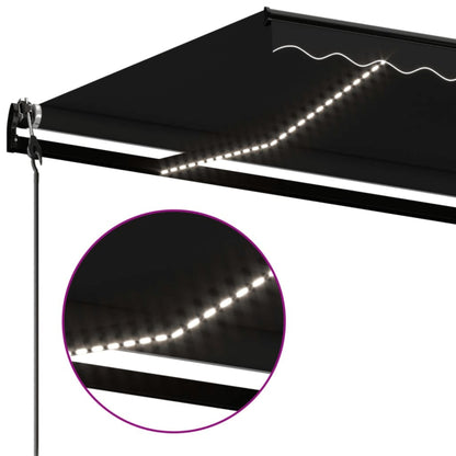 Toldo automático com LED e sensor de vento 400x350 cm antracite