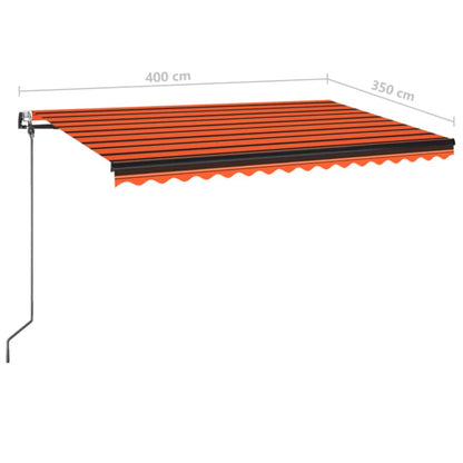 Toldo autom. LED e sensor de vento 400x350 cm laranja/castanho