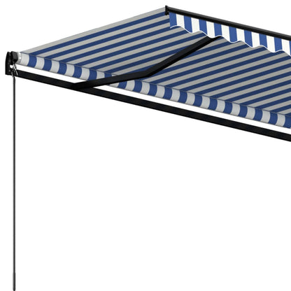 Toldo retrátil manual 450x350 cm azul e branco