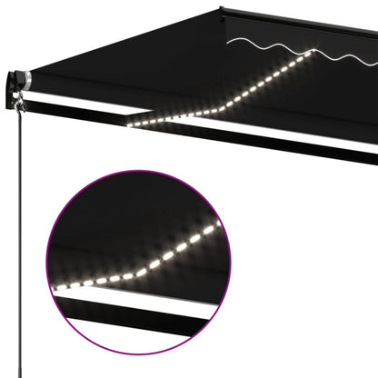 Toldo retrátil manual com LED 450x350 cm antracite