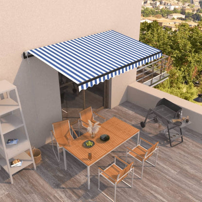 Toldo retrátil automático 450x350 cm azul e branco