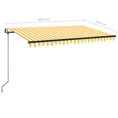 Toldo automático LED e sensor de vento 450x350cm amarelo/branco