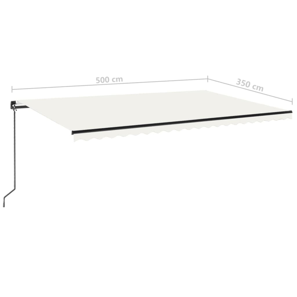 Toldo retrátil manual com LED 500x350 cm cor creme