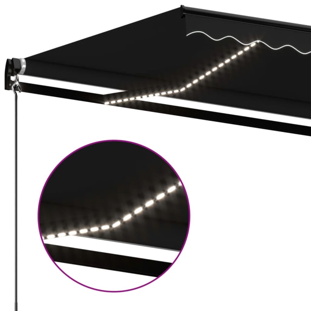 Toldo retrátil manual com LED 500x350 cm antracite