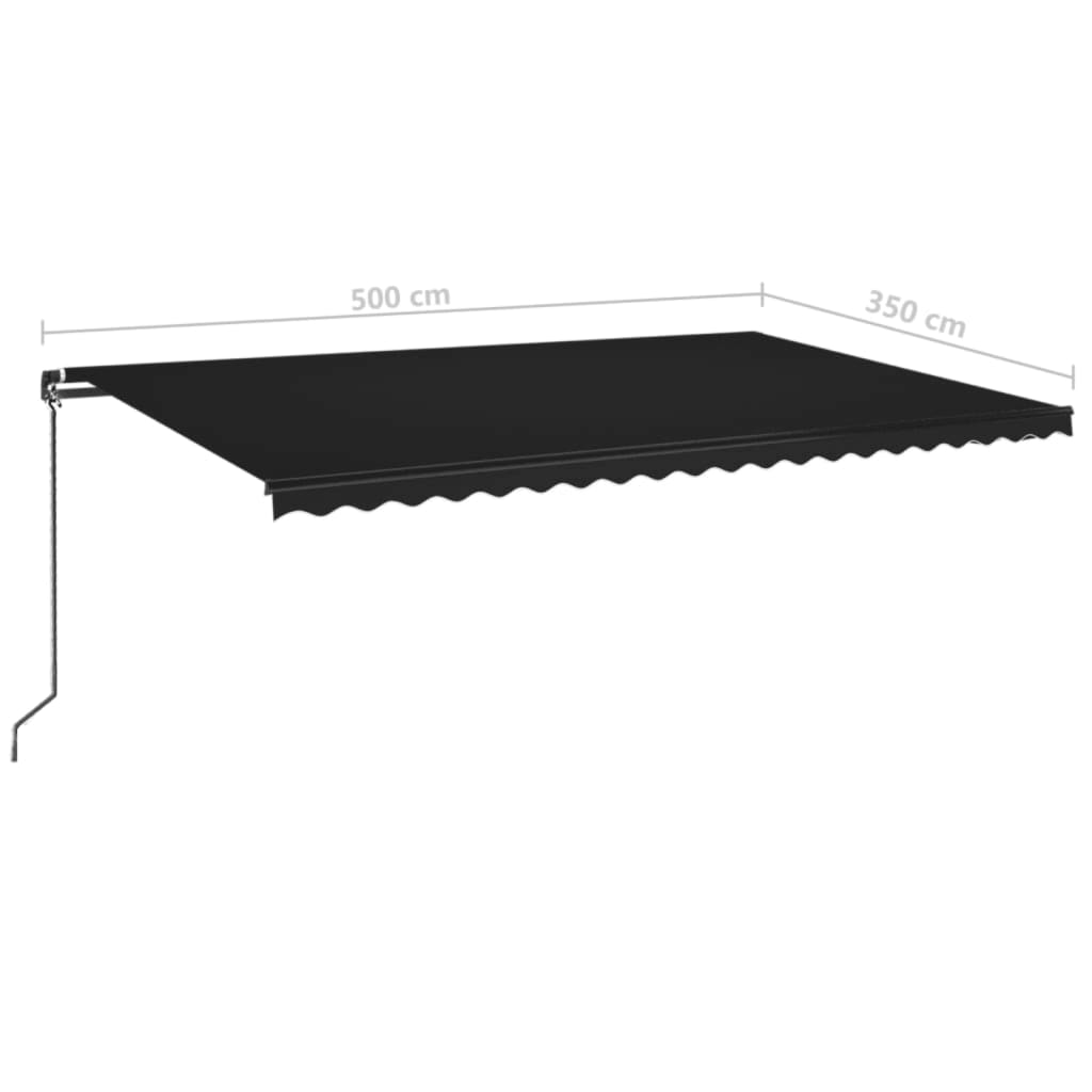 Toldo retrátil manual com LED 500x350 cm antracite