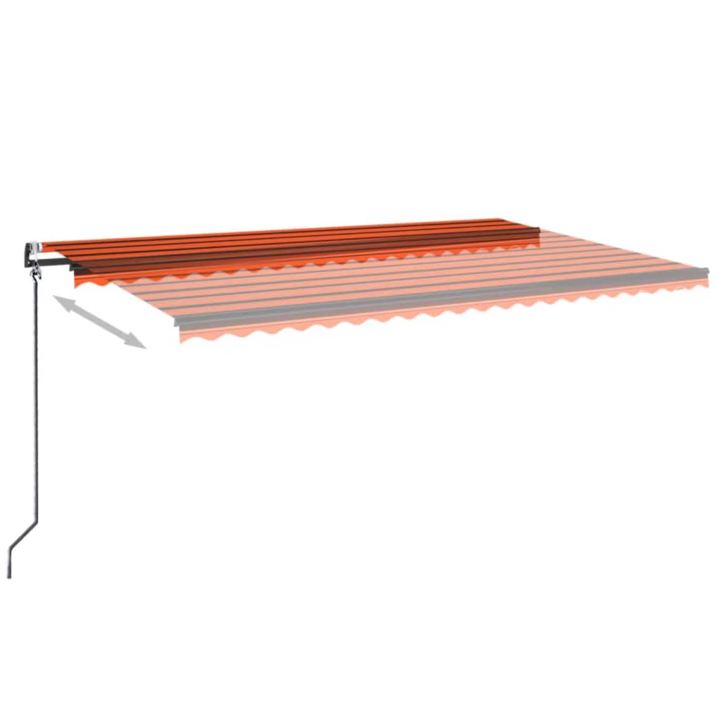 Toldo retrátil automático 500x350 cm laranja e castanho