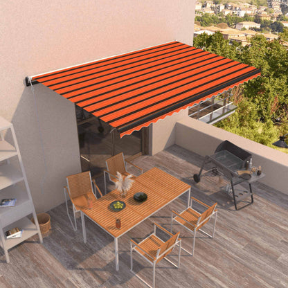 Toldo retrátil automático 500x350 cm laranja e castanho