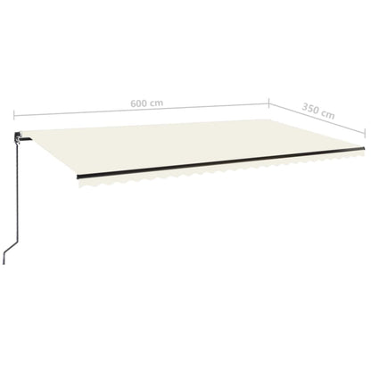 Toldo retrátil manual 600x350 cm cor creme