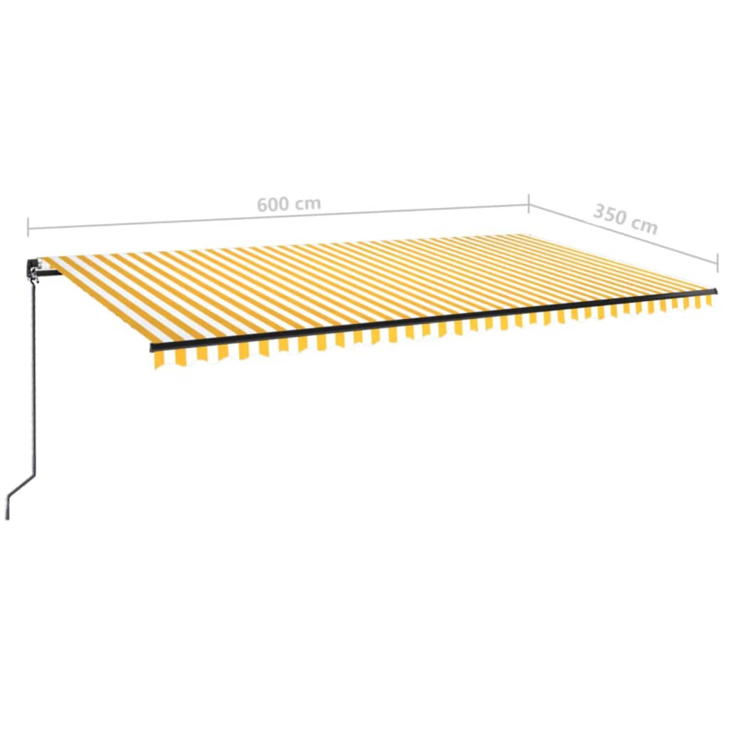 Toldo retrátil manual 600x350 cm amarelo e branco