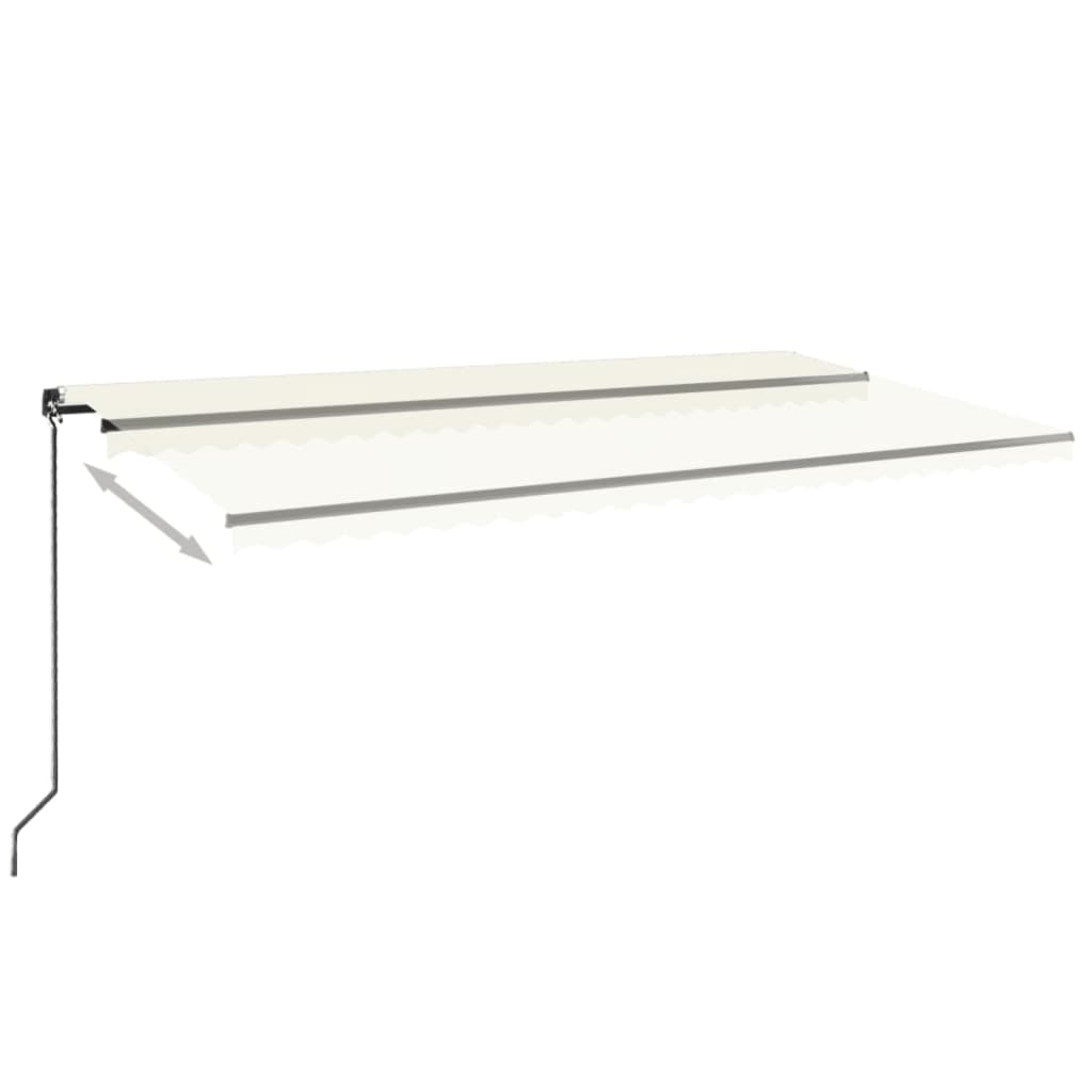 Toldo retrátil manual com LED 600x350 cm cor creme