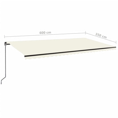 Toldo retrátil manual com LED 600x350 cm cor creme