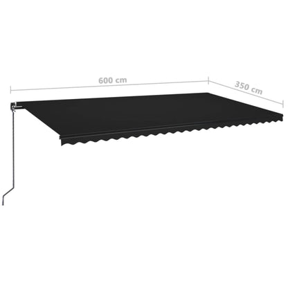 Toldo retrátil manual com LED 600x350 cm antracite