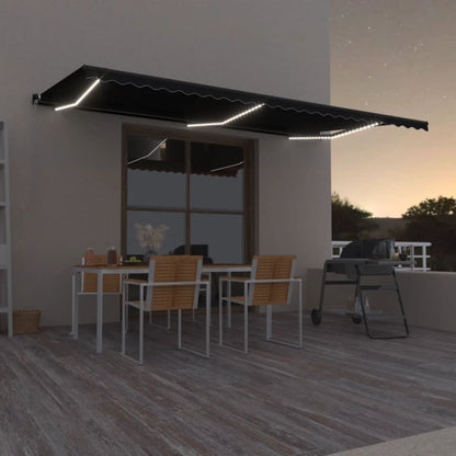 Toldo retrátil manual com LED 600x350 cm antracite