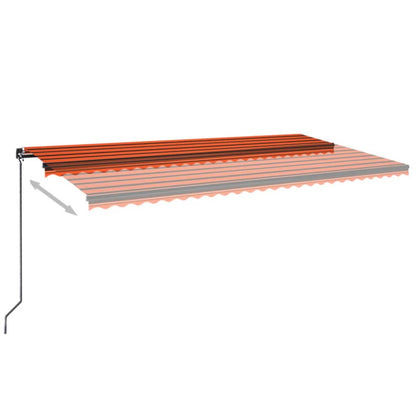 Toldo retrátil manual com LED 600x350 cm laranja e castanho