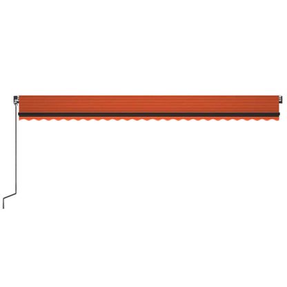 Toldo retrátil manual com LED 600x350 cm laranja e castanho