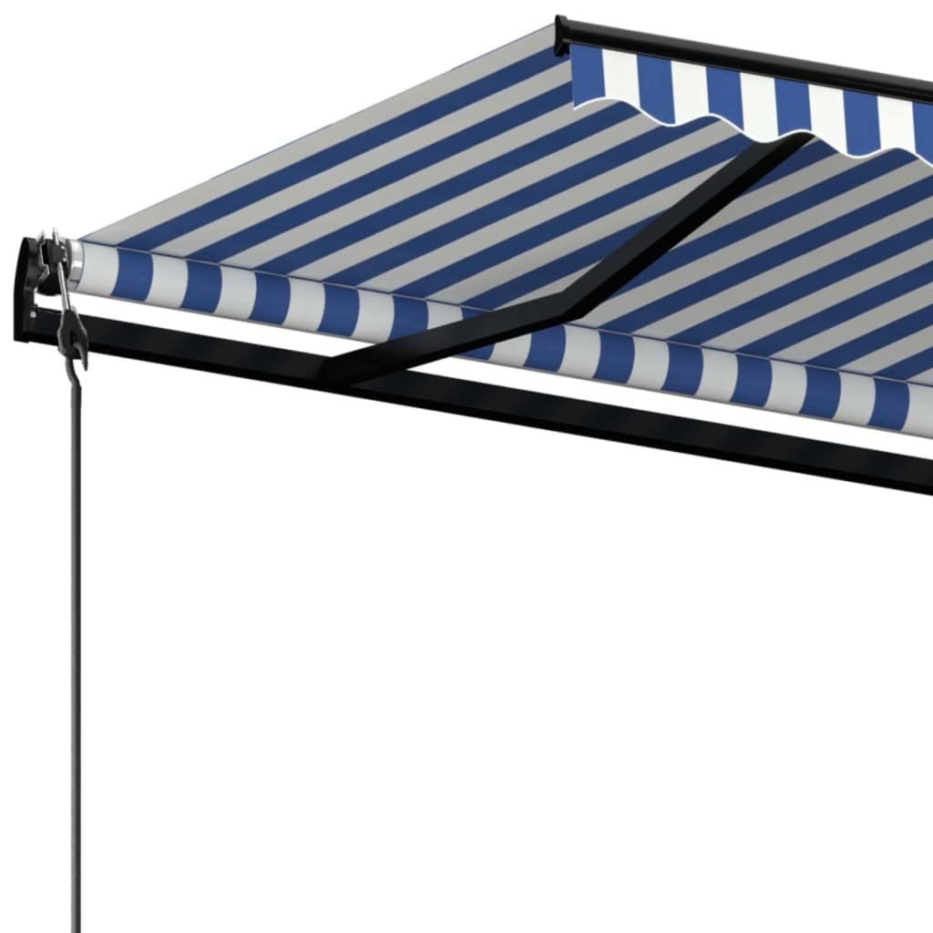 Toldo retrátil automático 600x350 cm azul e branco