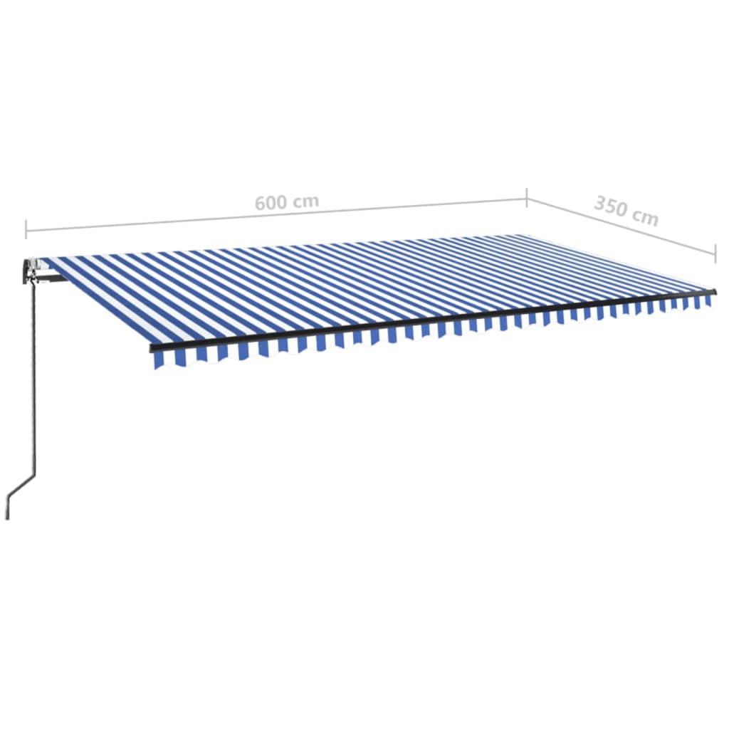 Toldo retrátil automático 600x350 cm azul e branco