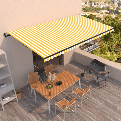 Toldo retrátil automático 600x350 cm amarelo e branco