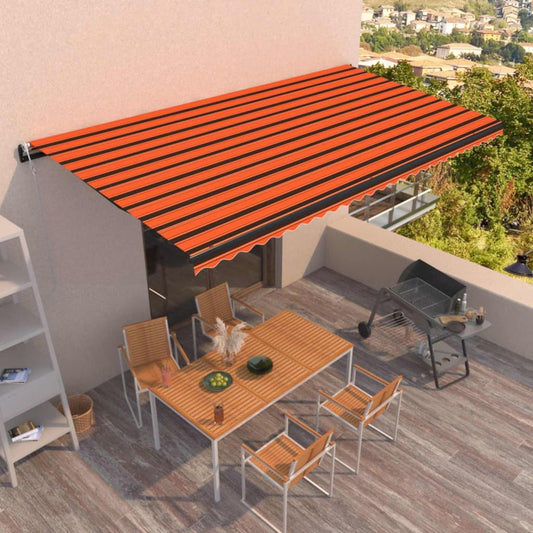 Toldo retrátil automático 600x350 cm laranja e castanho