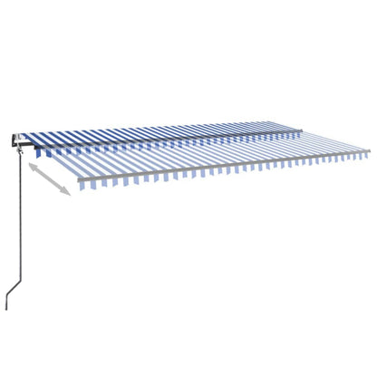 Toldo autom. c/ LED e sensor de vento 600x350 cm azul/branco