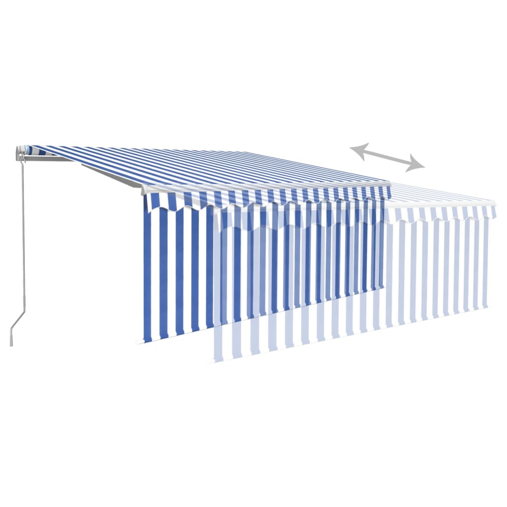 Toldo retrátil manual com estore 3x2,5 m azul e branco