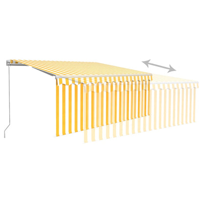 Toldo retrátil manual com estore/LED 3x2,5 m amarelo e branco