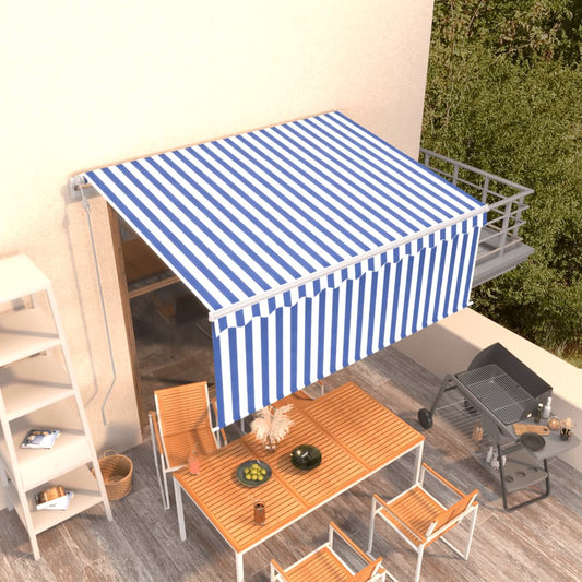 Toldo retrátil automático com estore 3x2,5 m azul e branco