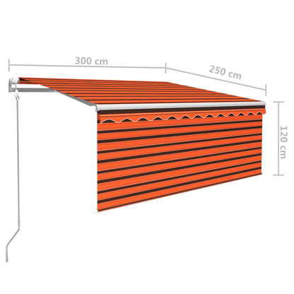 Toldo retrátil automático com estore 3x2,5 m laranja e castanho