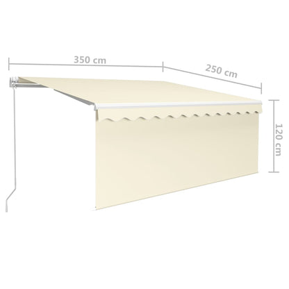 Toldo retrátil manual com estore/LED 3,5x2,5 m cor creme