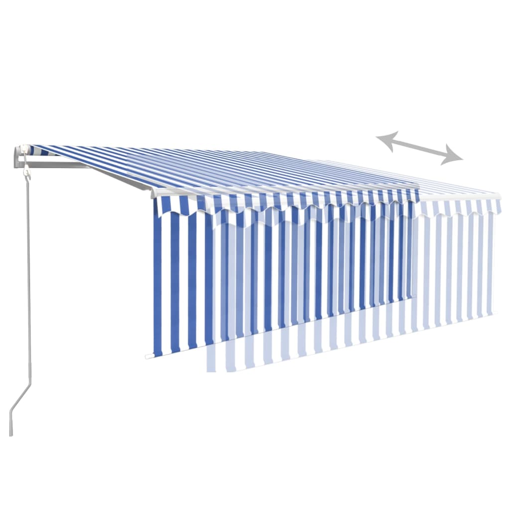 Toldo retrátil automático com estore 3,5x2,5 m azul e branco