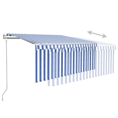 Toldo retrátil automático com estore 3,5x2,5 m azul e branco