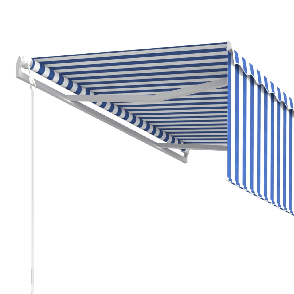 Toldo retrátil automático com estore 3,5x2,5 m azul e branco