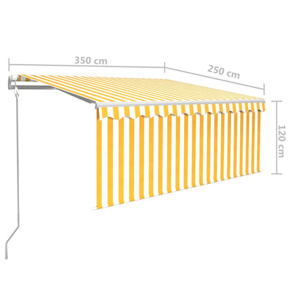 Toldo retrátil automático com estore 3,5x2,5 m amarelo e branco