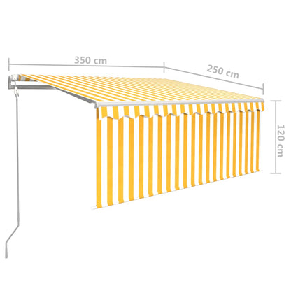 Toldo retrátil automático com estore 3,5x2,5 m amarelo e branco