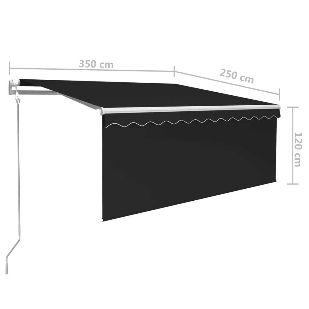 Toldo automático c/ estore/LED/sensor vento 3,5x2,5 m antracite