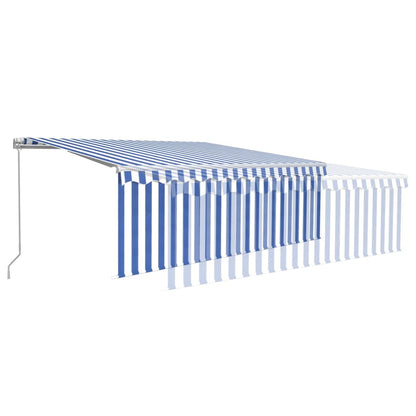 Toldo retrátil manual com estore 4x3 m azul e branco